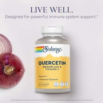 SOLARAY Quercetin with Bromelain and Vitamin C - Immune Support Supplement - Antioxidant and Heart Health Complex with Quercetin 500mg and 1235mg VIT C - Vegan, 60-Day Guarantee, 60 Serv, 120 VegCaps