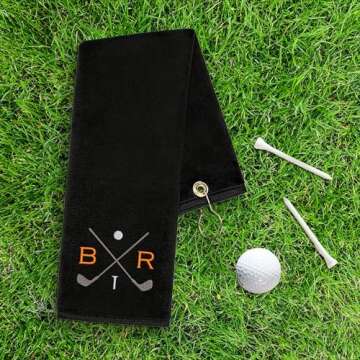 Lifetime Creations Personalized Golf Towel - Custom Embroidered with Initials, Golf Gift Accessories for Men, Women, Groomsmen, Dad, Father's Day, Golfer Present Monogrammed