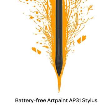 GAOMON M10K Drawing Tablet, 10x6 inch Large Graphics Tablet with Touch Ring, 8192 Levels Battery-Fre...