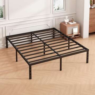 Hafenpo 18 Inch King Bed Frame - Sturdy Metal Platform King Size, No Box Spring Needed, Heavy Duty, Easy Assembly, Strong Bearing Capacity, Under Bed Storage, Black