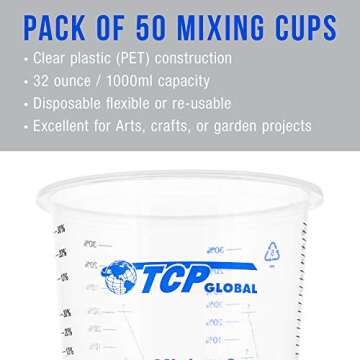 TCP Global 32 Ounce Disposable Mixing Cups - 50 Pack
