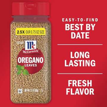 McCormick Oregano Leaves, 2.12 oz - Robust Flavor for All Dishes