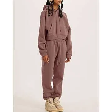 COZYPOIN Women’s Fleece 2 Piece Comfortable Tracksuit Set