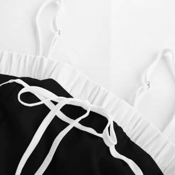 GRACE KARIN Sundresses for Women 2024 Trendy Summer Spaghetti Strap Swing A Line Flowy Dress Tie Front Flowy Beach Black Dress M