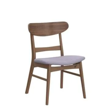 Christopher Knight Home Frances Mid-Century Modern Dining Chairs (Set of 4), 100% Polyester and Rubber Wood, Dark Gray, Walnut