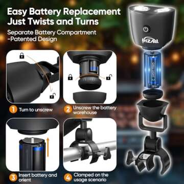 RVZHI Grill Light Grilling Accessories: Men Gifts for Fathers Day Grilling Gifts for Dad Husband - Smoker BBQ Accessories for Outdoor Grill - BBQ Light with Two Brightness Settings Batteries Included