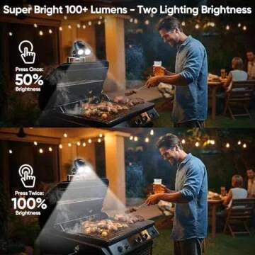 RVZHI Grill Light Grilling Accessories: Men Gifts for Fathers Day Grilling Gifts for Dad Husband - Smoker BBQ Accessories for Outdoor Grill - BBQ Light with Two Brightness Settings Batteries Included