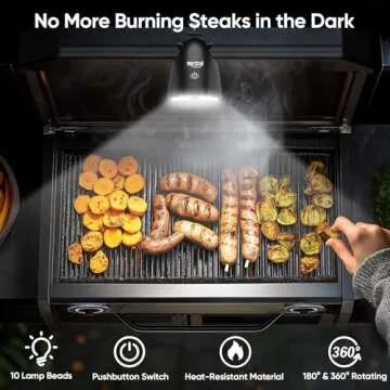 RVZHI Grill Light Grilling Accessories: Men Gifts for Fathers Day Grilling Gifts for Dad Husband - Smoker BBQ Accessories for Outdoor Grill - BBQ Light with Two Brightness Settings Batteries Included