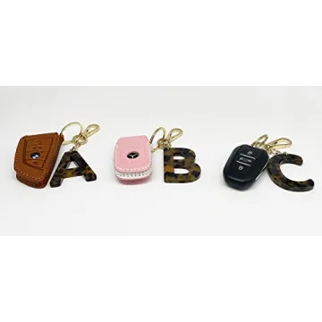 Junyuerly Letter C Key Chains Accessories for Women and Girls, Gold Initial Key Ring Acetate Leopard Pendant for Car Keys