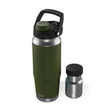 Flaskap FreePour System: 6oz Tumbler Attachment and 26oz Cup Holder Friendly Bottle, Removable Well ...