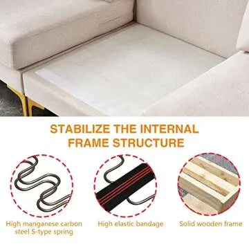 93" Convertible Sectional Sofa Couch, L-Shaped Couch with Reversible Ottoman, Modern Linen Fabric 3 Seater Sofa Modular Couch for Living Room, Beige