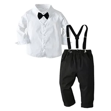 CORATED Toddler Dress Suit with Bow Tie and Suspenders