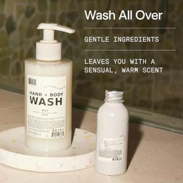 DedCool Hand + Body Wash (Milk, 8.5 fl oz) Natural Hydrating Body Wash Pump, Liquid Hand & Body Soap, Moisturizing Hand & Body Cleanser, Cruelty-free & Vegan, Non-Toxic, Luxury Fragrance