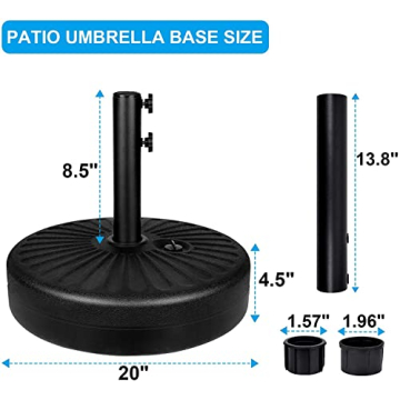 Durable 20 Inch Fillable Umbrella Base for Outdoor Use