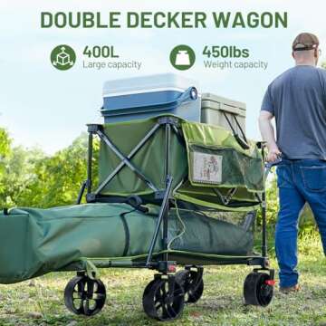TIMBER RIDGE 400L Folding Double Decker Wagon - 450lbs