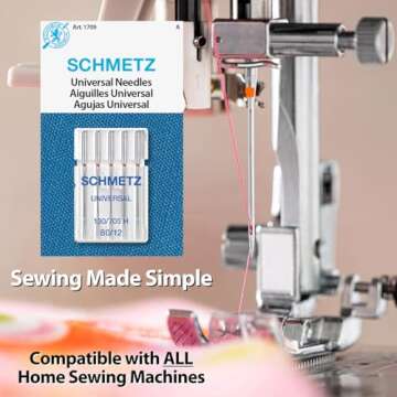 SCHMETZ Universal Sewing Machine Needles - Size 80/12, Box of 100 Needles