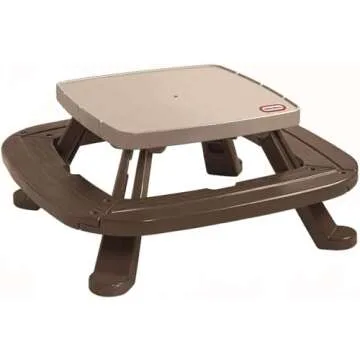 Little Tikes Fold 'n Store Picnic Table with Market Umbrella, Brown (632433M)