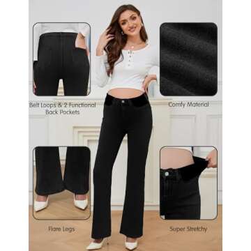 PACBREEZE Women's Maternity Flare Jeans Mid-Rise Stretchy Bell Bootcut Jeans Denim Pregnancy Pants, ...