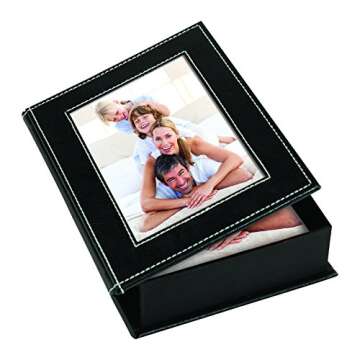 Black Faux Leather Photo Box for Personalized Memories