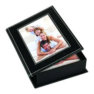 Black Faux Leather Photo Box for Personalized Memories
