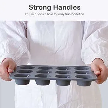 Chicrinum Silicone Muffin Pan, Non-Stick 12-Cup Food Grade Silicone Cupcake Pan, Silicone Baking Pan with Metal Reinforced Frame More Strength