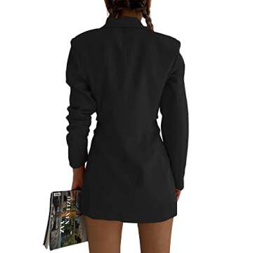 Hdieso Women's Elegant Blazers Dress Long Sleeve Button Work Office Events Blazer Outfits Black