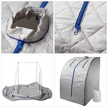 Durherm Portable Personal Therapeutic Spa Home Steam Sauna Weight Loss Slimming Detox (Blue Outline)