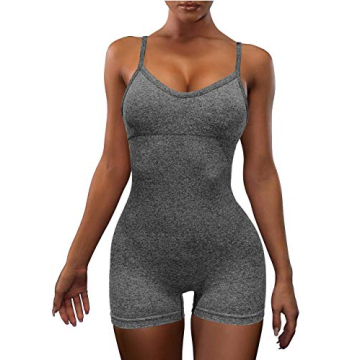 OLCHEE Women's Sexy Workout One Piece Romper Outfit - Bodycon Spaghetti Strap Yoga Shorts Jumpsuit -...