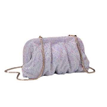 WuDiaoer Women Rhinestone Clutch Purse Diamond Evening Bag Chain Handbag Ladies Dumpling Bag Wedding...