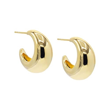 Stylish Adina Eden 14K Gold Plated Chunky Hoop Earrings