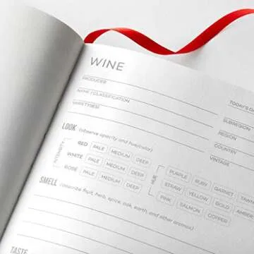 Wine Folly Wine Journal Guided Wine Tasting Notes (5" x 7" B6 Notebook) - Features 4 Step Tasting Method, Wine Color Reference Card, and Page Marker (Black)