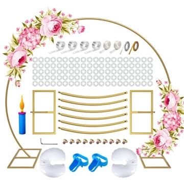 Pondpm 7.4ft Gold Round Backdrop Stand Kit for Weddings & Celebrations