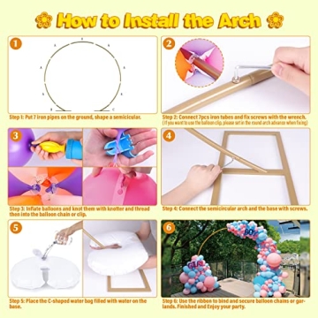 Pondpm 7.4ft Metal Balloon Arch Stand for Events