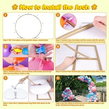 Pondpm 7.4ft Metal Balloon Arch Stand for Events