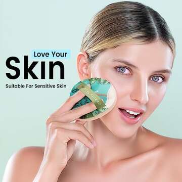 BEZOX Large Powder Puff - Thick and Soft Triangle Makeup Puff with Wide Back Ribbon for Easy Wet and...