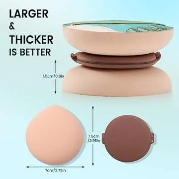 BEZOX Large Powder Puff - Thick and Soft Triangle Makeup Puff with Wide Back Ribbon for Easy Wet and Dry Use, Big Beauty Blender Sponge for Loose Powder, Concealer, Foundation - Pack of 2