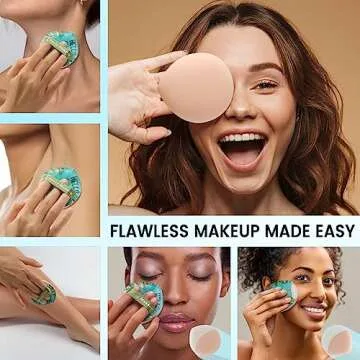 BEZOX Large Powder Puff - Thick and Soft Triangle Makeup Puff with Wide Back Ribbon for Easy Wet and Dry Use, Big Beauty Blender Sponge for Loose Powder, Concealer, Foundation - Pack of 2