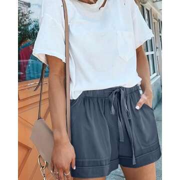 BTFBM Summer Shorts for Women 2025 Casual Elastic Waist Drawstring Lightweight Beach Lounge Short Pa...