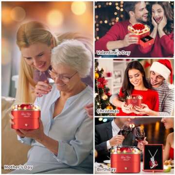 ENERLEAF Preserved Blue Real Rose with Necklace Jewelry Box -Eternal Flowers Rose Gifts for Grandma Wife Girlfriend on Valentines Mothers Day Christmas Birthday Anniversary Romantic Gifts for Her