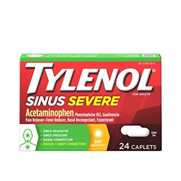 Tylenol Sinus Severe Daytime Cold & Flu Relief Medicine Caplets, Non-Drowsy Pain Reliever, Fever Red...