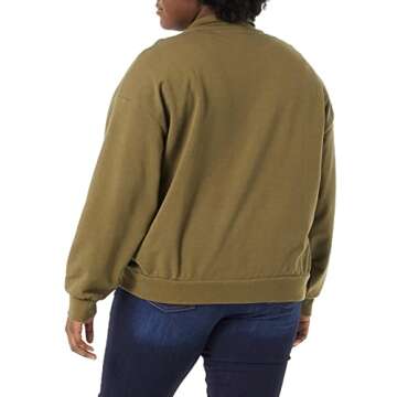 Daily Ritual Women's Terry Cotton and Modal Relaxed-Fit Quarter-Zip Sweatshirt