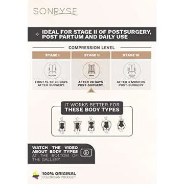 Sonryse 096 Colombian Faja Post Surgery Compression Shapewear Garment After Liposuction for Women Colombian Postpartum Shapewear Black XS
