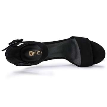 IDIFU IN5 Sabrina Black Heels Platform Heels Block Heels Chunky High Heeled Sandals for Women Sexy Ankle Strap Heels Wedding Party Dress Shoes Open Toe Heels(Black Suede 6.5)