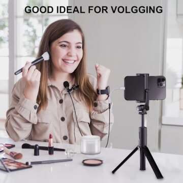 PoP voice Upgraded Lavalier Lapel Microphone, Omnidirectional Condenser Mic for Apple iPhone iPad Ma...