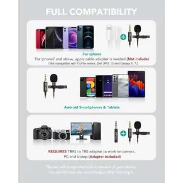 PoP voice Upgraded Lavalier Lapel Microphone, Omnidirectional Condenser Mic for Apple iPhone iPad Mac Android Smartphones, Youtube, Interview, Studio, Video, Recording,Noise Cancelling Mic