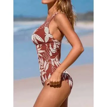 CUPSHE Women's One Piece Swimsuit Deep V Neck Keyhole Cutout O Ring Textured Bathing Suit, M