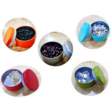 Colorful ROUND TIN containers for Tea and Spice Storage - 12 pcs