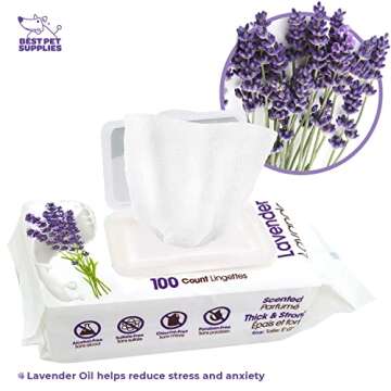 Best Pet Supplies Pet Grooming Wipes for Dogs & Cats, 100 Pack, Plant-Based Deodorizer for Coats & D...