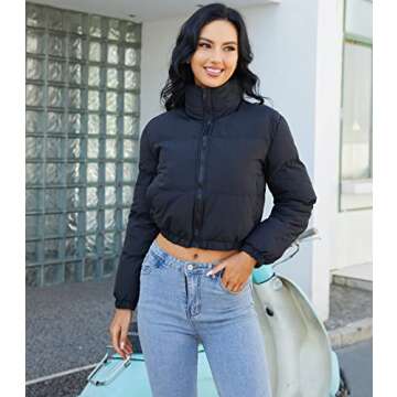 Angsuttc Women's Quilted Zip-Up Puffer Jacket for Winter