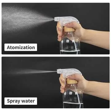 HOMBYS Empty Bamboo Glass Spray Bottles with Silicone Sleeve Protection - Refillable 17 oz Clear Gla...